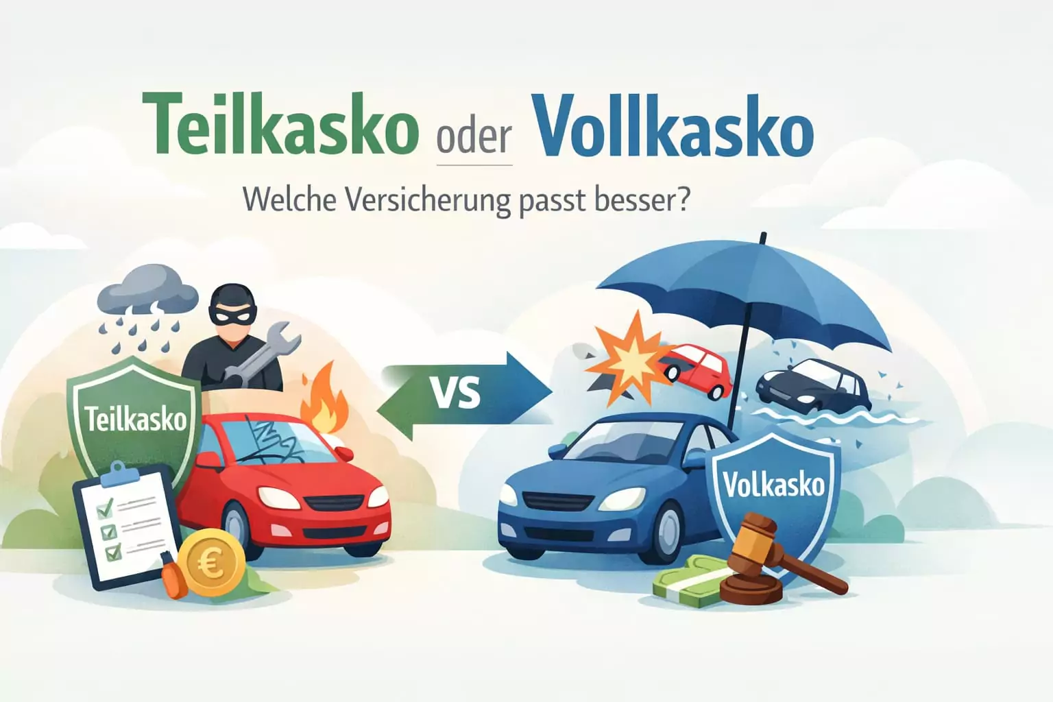 Leistungsunterschiede zwischen Teilkasko und Vollkasko
